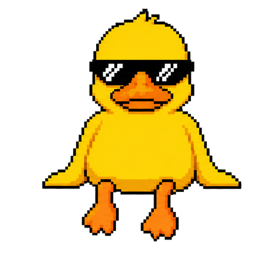 The SKIP AD duck wearing sunglasses and sitting on a desktop window.